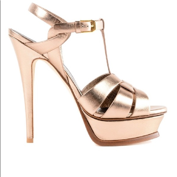 SAINT LAURENT TRIBUTE METALLIC PLATFORM SANDAL - Picture 4 of 11